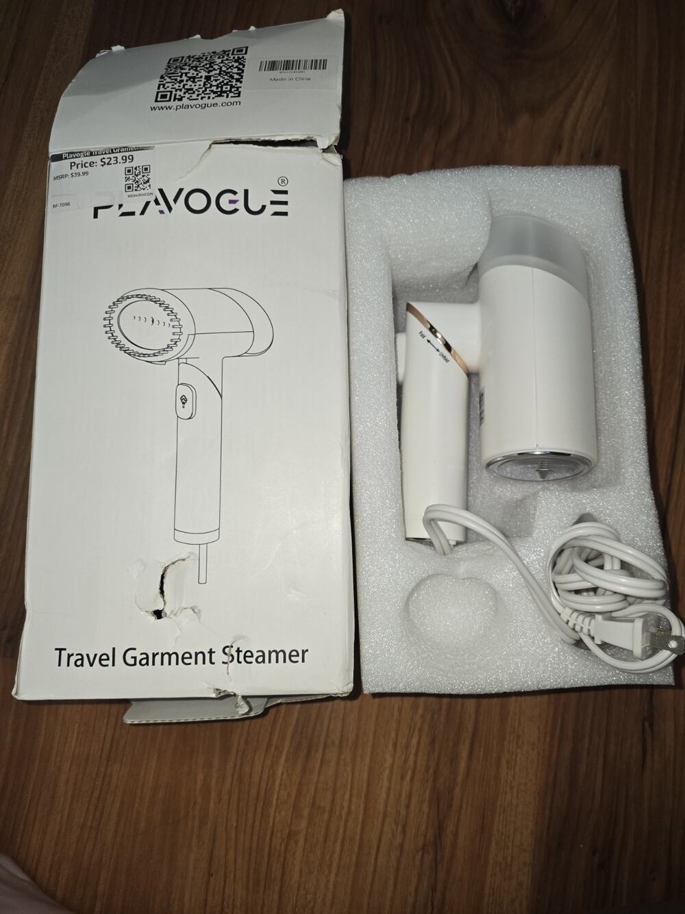 Plavogue PV-999 White Travel Garment Handheld Steamer For Home Missing A Piece